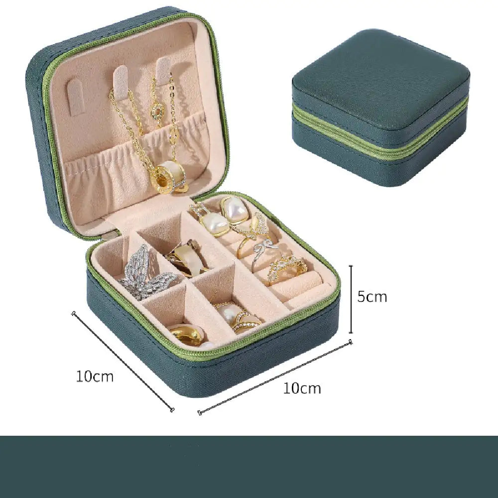 Premium PU Leather Jewelry Organizer Box - Compact Travel Storage for Rings, Earrings & Necklaces
