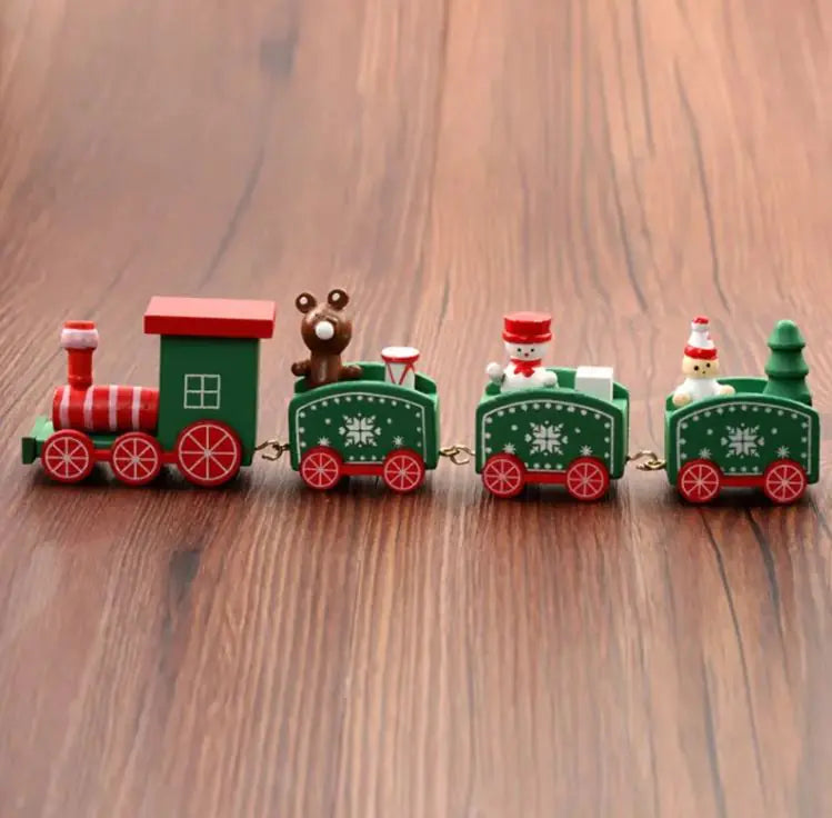 Vintage Christmas Wooden Train Ornament - Festive Holiday Tree Decoration
