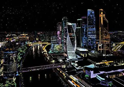 Scratch Art Cityscape Painting Kit - DIY Night Scene Art with Famous Landmarks