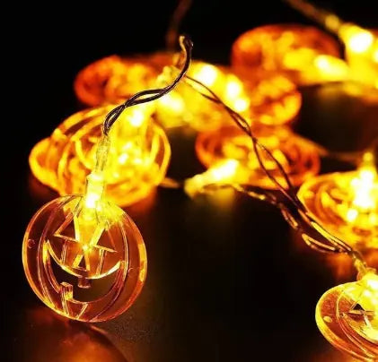Halloween LED Pumpkin String Lights - Spooky Indoor/Outdoor Decorations