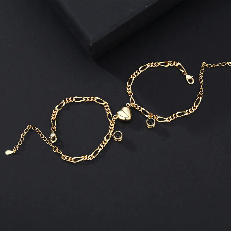 Couple Bracelet with Simple Projection in 100 Languages