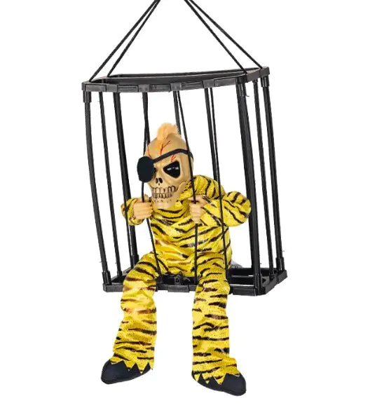 Glowing Caged Ghost Halloween Decoration - Spooky Light-Up Decor