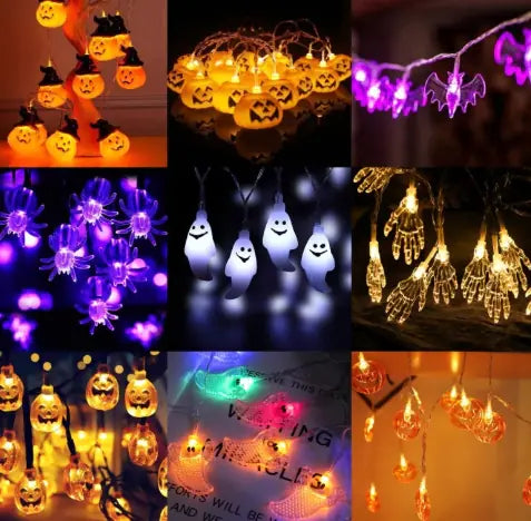 Halloween LED Pumpkin String Lights - Spooky Indoor/Outdoor Decorations