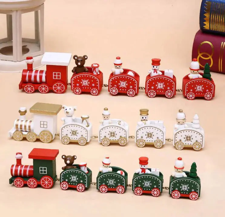 Vintage Christmas Wooden Train Ornament - Festive Holiday Tree Decoration