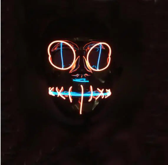 LED Light-Up Halloween Mask - Dual Color EL Wire Party Costume Accessory