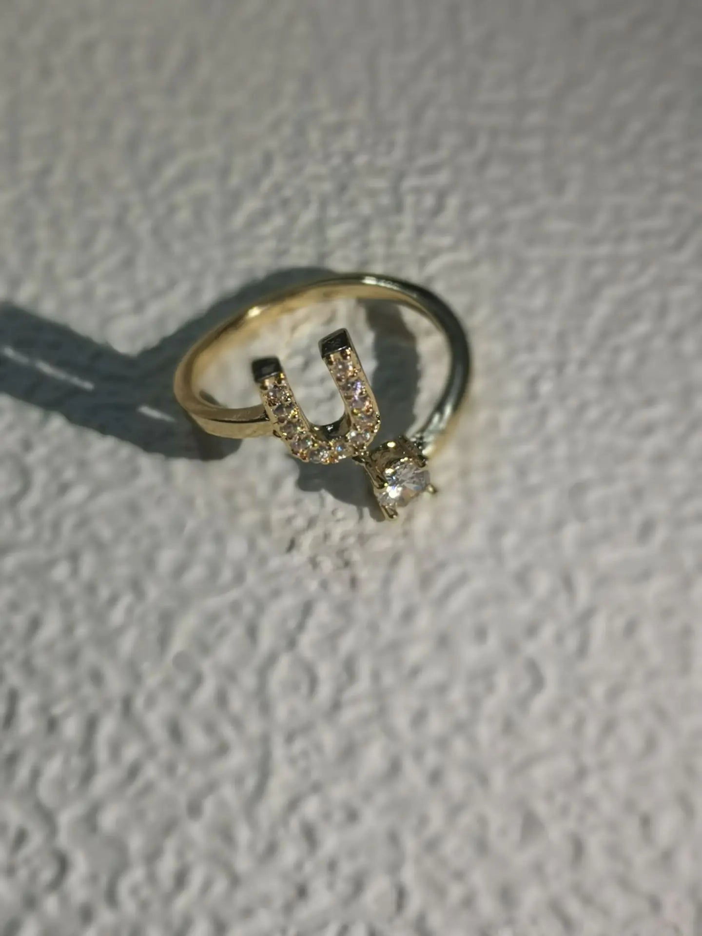 Zircon Letter Ring - Personalized Micro-Inlaid Jewelry