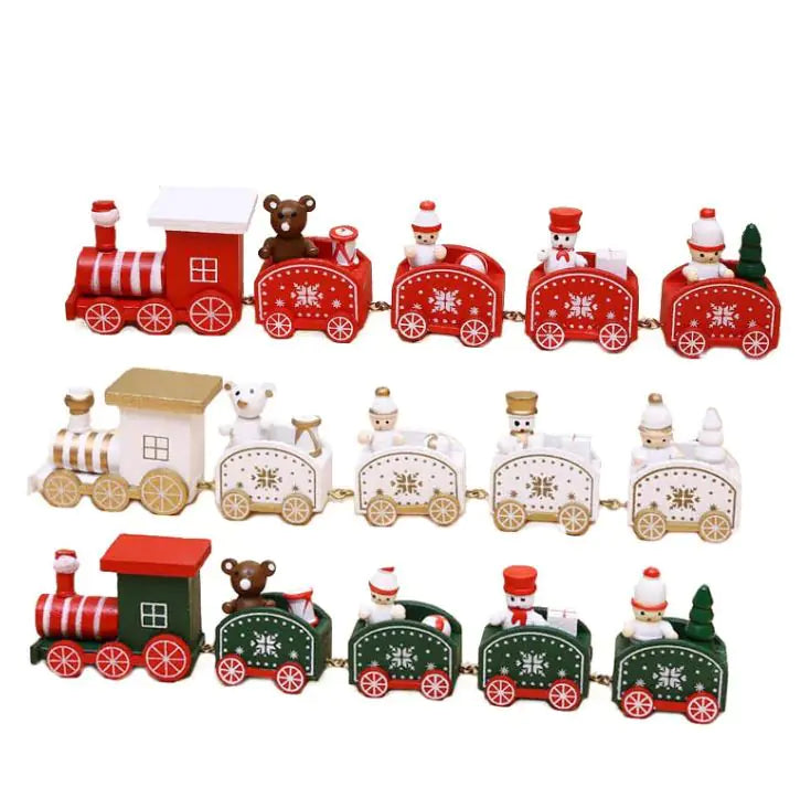Vintage Christmas Wooden Train Ornament - Festive Holiday Tree Decoration