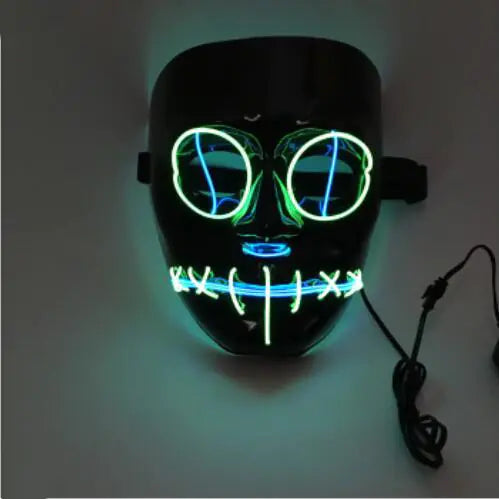 LED Light-Up Halloween Mask - Dual Color EL Wire Party Costume Accessory