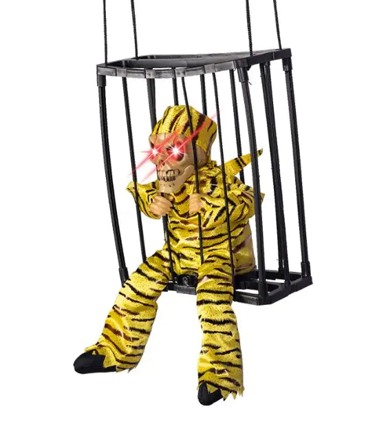 Glowing Caged Ghost Halloween Decoration - Spooky Light-Up Decor