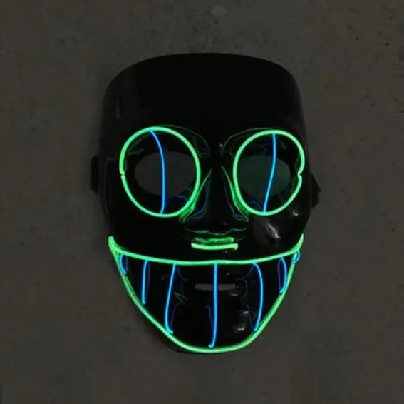LED Light-Up Halloween Mask - Dual Color EL Wire Party Costume Accessory