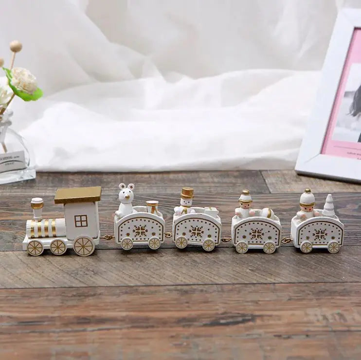Vintage Christmas Wooden Train Ornament - Festive Holiday Tree Decoration
