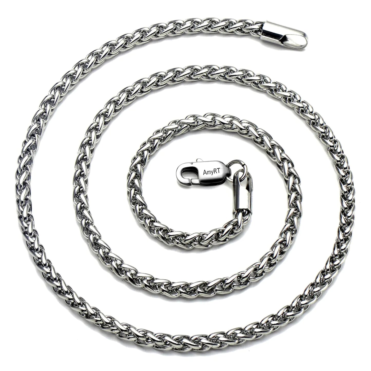 Premium Titanium Steel Wheat Chain Necklace - 24 Inch