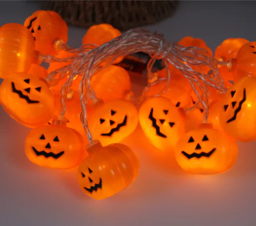 Halloween LED Pumpkin String Lights - Spooky Indoor/Outdoor Decorations