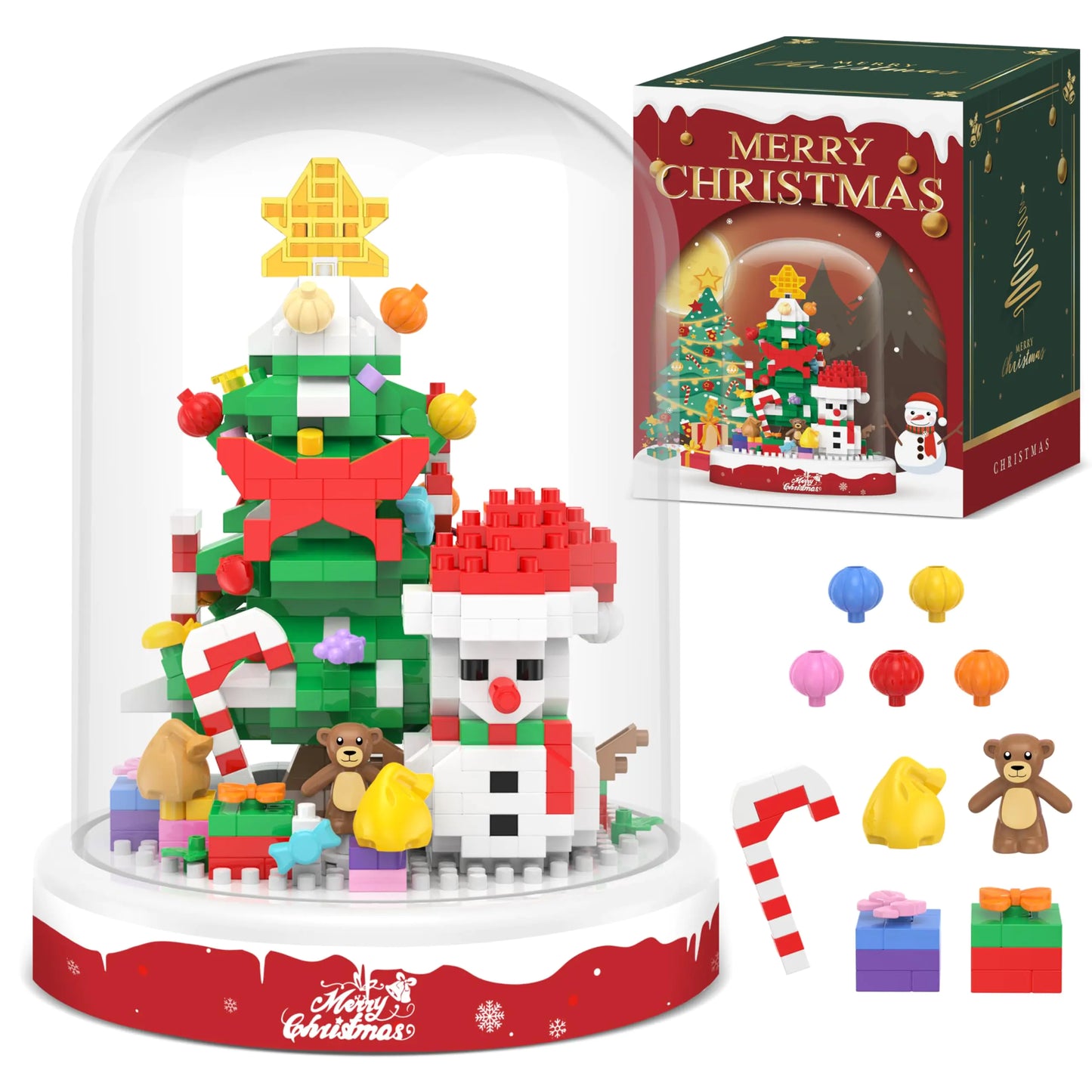 Festive Snowman Building Block Set - 516 Pieces with Display Cover