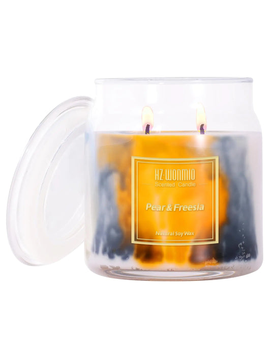 Freesia & Pear Scented Candle - 12oz Soy Wax 2-Wick Candle with 80-Hour Burn Time