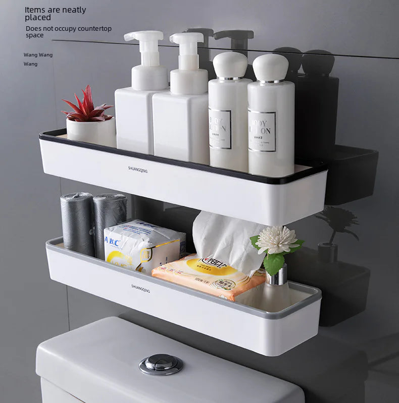 No-Drill Wall-Mounted Bathroom Storage Organizer - Adhesive Shower Caddy