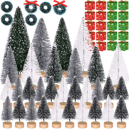 Mini Christmas Trees Set - 56 Piece  Holiday Decor