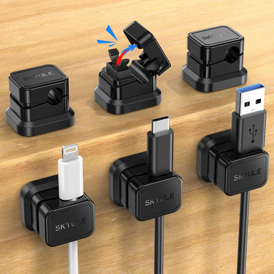 6-Pack Cable Organizers - Y-Shape Locking Desk Wire Management Clips with Adhesive