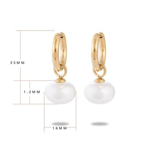 Minimalist Pearl Drop Earrings - Titanium Steel Elegance