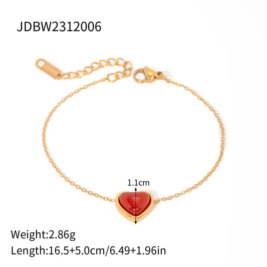 Elegant Heart Jewelry Set - 18K Gold Plated Bracelet & Necklace