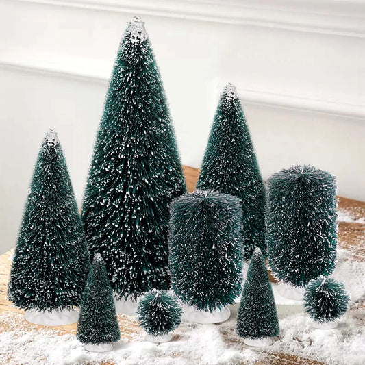 Mini Christmas Trees Set - 9 Piece Tree Collection for Holiday Table Decor