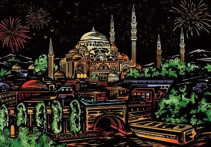 Scratch Art Cityscape Painting Kit - DIY Night Scene Art with Famous Landmarks