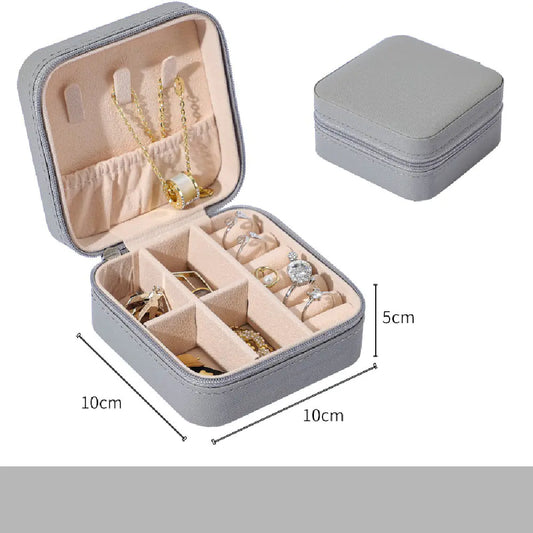 Premium PU Leather Jewelry Organizer Box - Compact Travel Storage for Rings, Earrings & Necklaces
