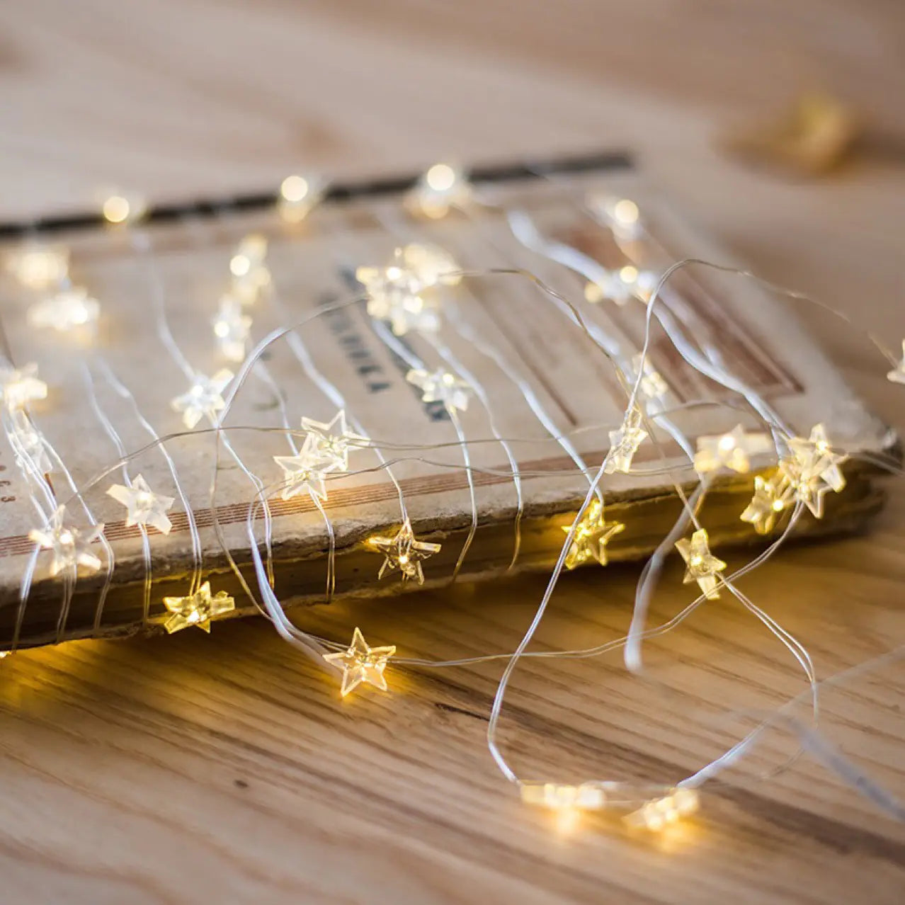 LED Copper Wire Star String Lights - Warm White Fairy Lights for Home Decor