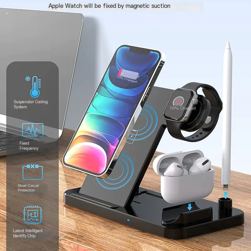 3-in-1 Wireless Charging Station - Fast Charge Stand for iPhone, Apple Watch & AirPods