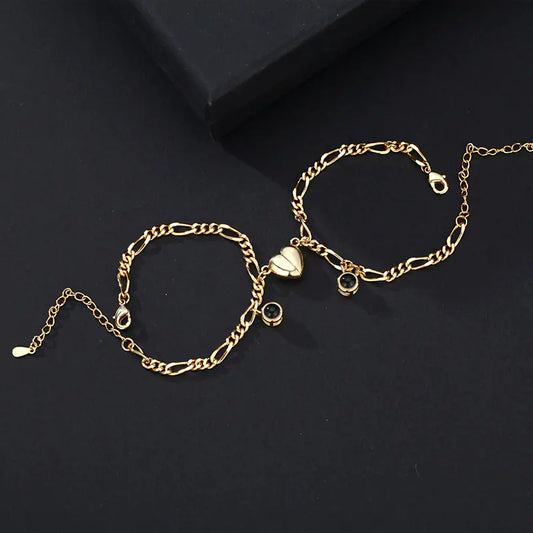 Couple Bracelet with Simple Projection in 100 Languages