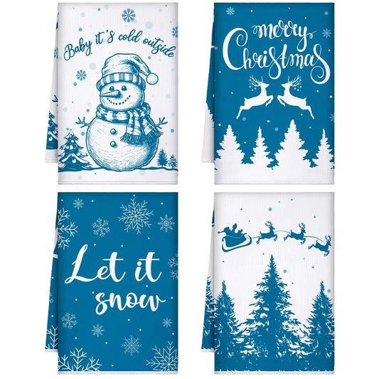 Christmas Kitchen Towels Set - 4 Piece Dish Towels