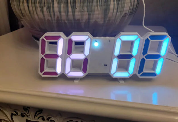 Digital LED Wall Clock with Alarm - Large Display Temperature Clock for Home & Office