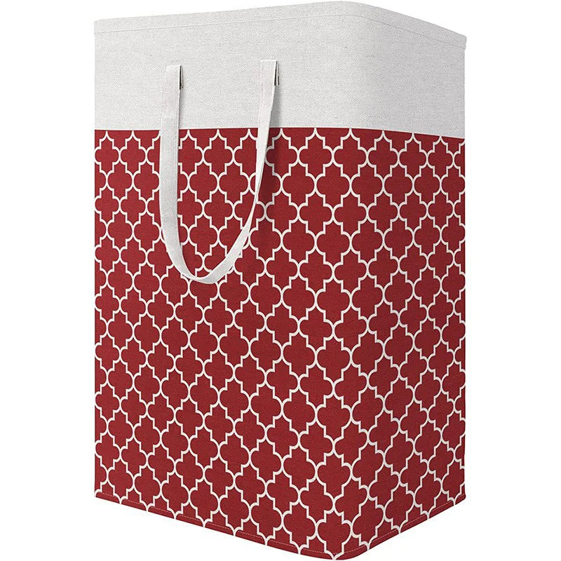 Large Foldable Striped Laundry Basket - Collapsible Storage Hamper with Handles
