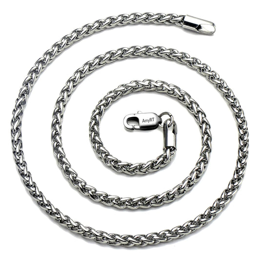 Premium Titanium Steel Wheat Chain Necklace - 24 Inch