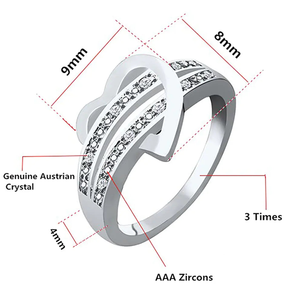 Heart-Shaped Diamond Ring - Romantic Sterling Silver Jewelry