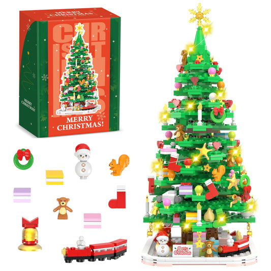 Merry Blocks Christmas Tree Kit - 1102 Piece Festive Building Set