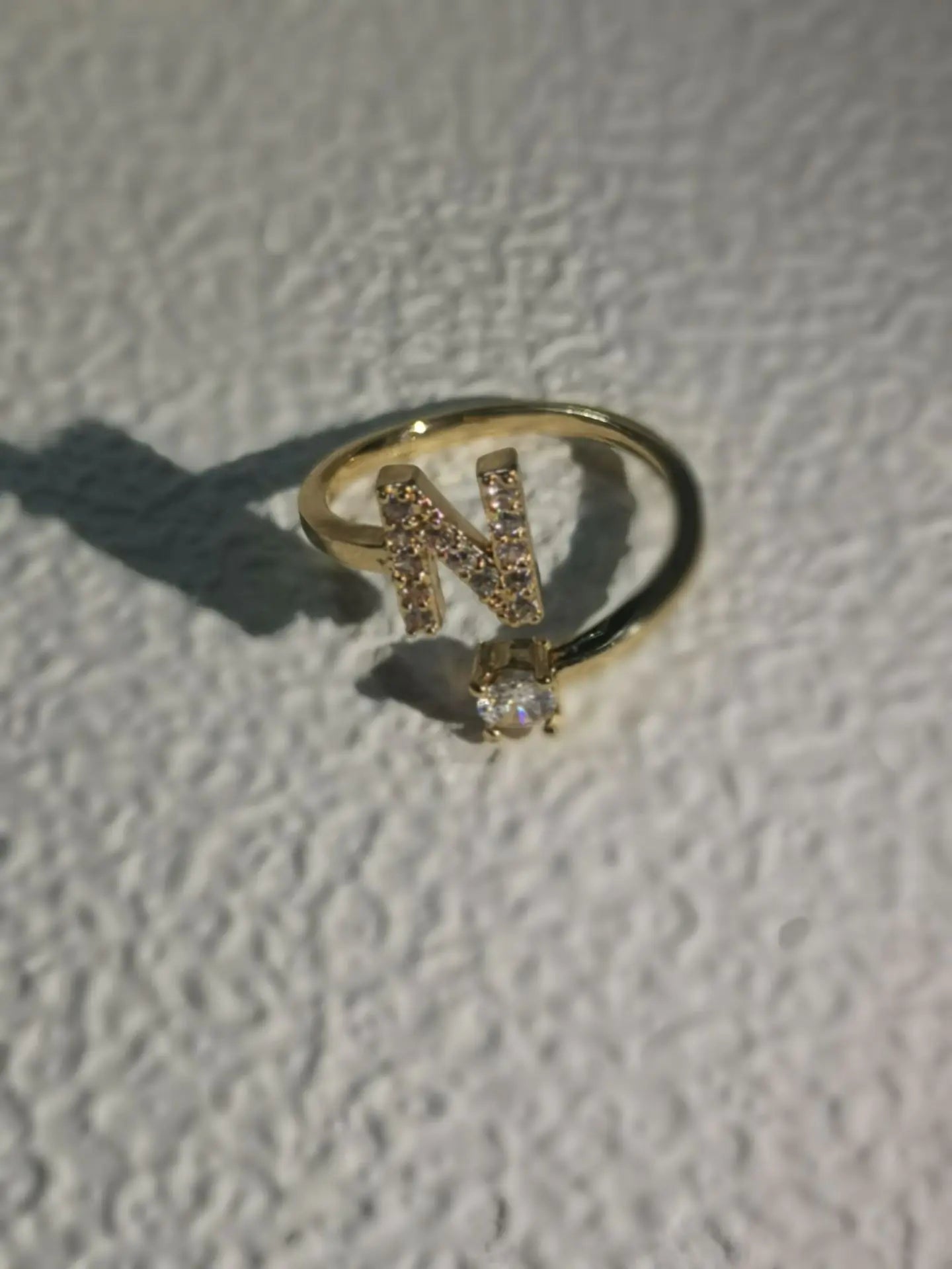 Zircon Letter Ring - Personalized Micro-Inlaid Jewelry