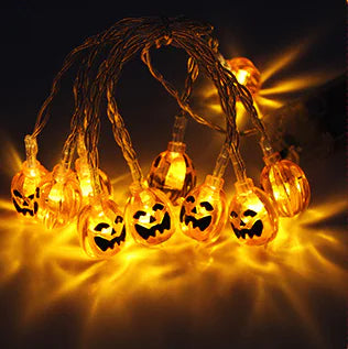 Halloween LED Pumpkin String Lights - Spooky Indoor/Outdoor Decorations