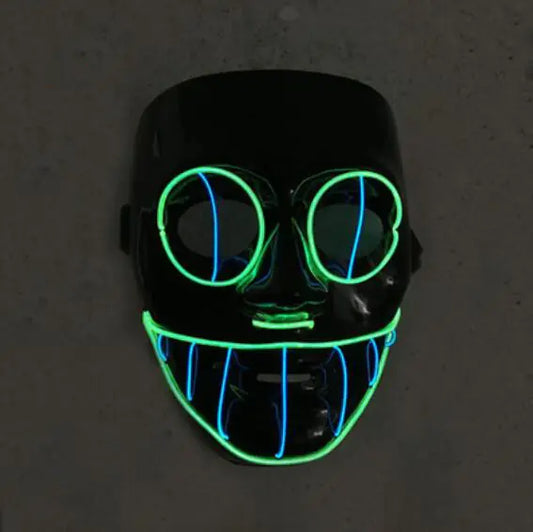 LED Light-Up Halloween Mask - Dual Color EL Wire Party Costume Accessory