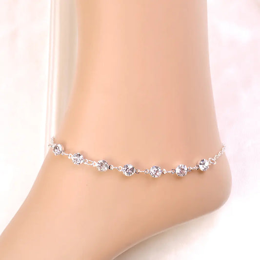 Sparkling Rhinestone Anklet - Adjustable Summer Foot Jewelry