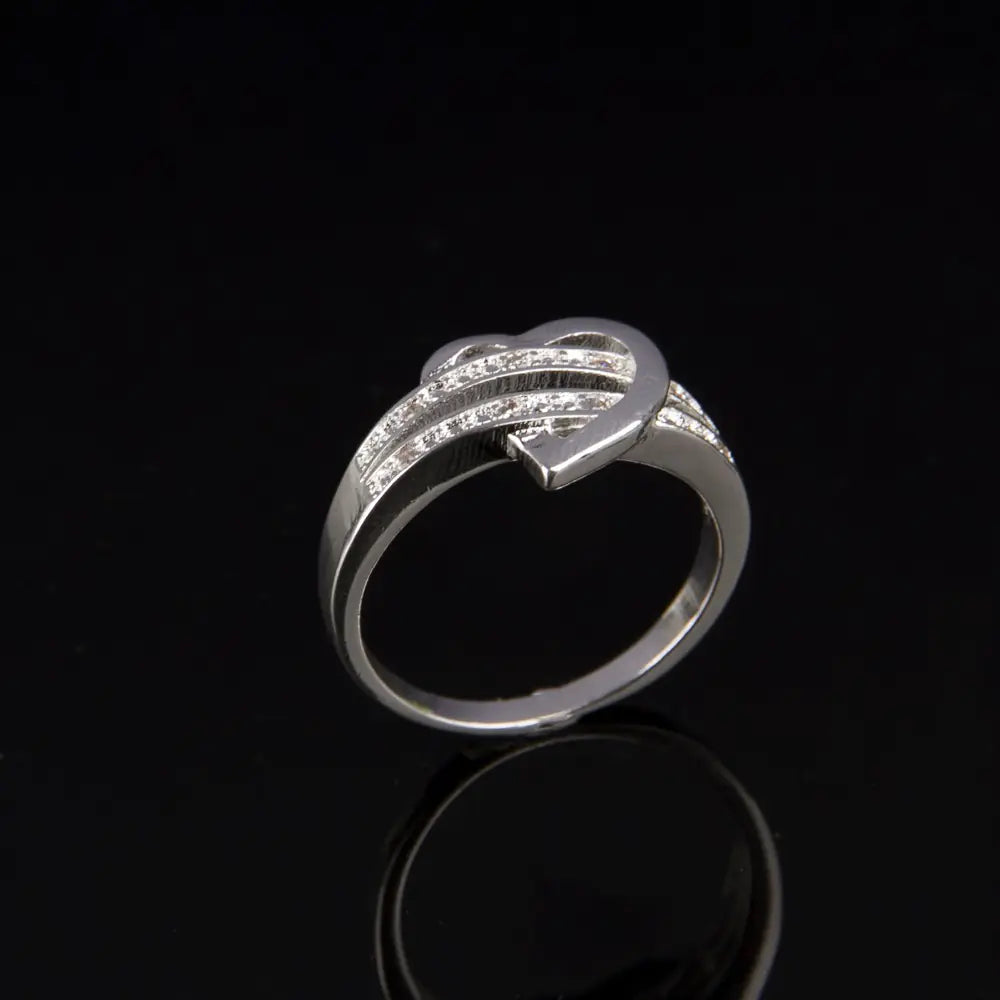 Heart-Shaped Diamond Ring - Romantic Sterling Silver Jewelry
