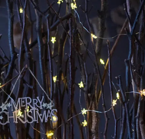 LED Copper Wire Star String Lights - Warm White Fairy Lights for Home Decor